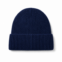 Premium Merino Wool Beanie with Cuff – Soft & Warm Knit Hat thumbnail 133 navy back