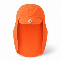 Flex 4057 Water Resistant Legionnaire Caps with Adjustable Strap thumbnail 62 flouro orange front