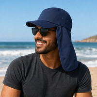 7504 Flex Cotton Legionnaire Caps with Adjustable Velcro Strap thumbnail 63 navy moodboard