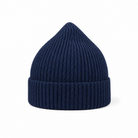Andy Recycled Rib-Knit Beanie with Roll-Up Cuff thumbnail 1 navy front