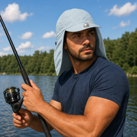 Flex 4057 Water Resistant Legionnaire Caps with Adjustable Strap thumbnail 59 light blue moodboard