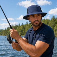 Microfibre Wide Brim Surf Hat with Mesh Ventilation thumbnail 15 navy moodboard