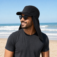 7504 Flex Cotton Legionnaire Caps with Adjustable Velcro Strap thumbnail 48 black moodboard