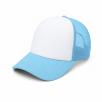 Rapper Flex High Crown Trucker Cap with Mesh Panels thumbnail 60 sky blue hat white front angle