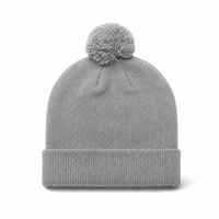 1124 POM POM BEANIE thumbnail 14 grey marle front
