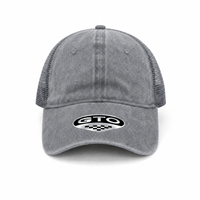 GTO Enzyme Washed Trucker Cap with Adjustable Mesh Back thumbnail 68 grey front