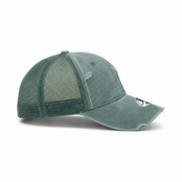 GTO Enzyme Washed Destroyed Trucker Cap with Mesh Back thumbnail 53 sage green right