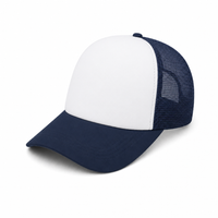 Rapper Flex High Crown Trucker Cap with Mesh Panels thumbnail 244 navy hat white front angle