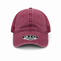 GTO Enzyme Washed Trucker Cap with Adjustable Mesh Back thumbnail 60 wine front