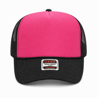 Ottocap 39165 High Crown Foam trucker with rope thumbnail 207 black neon pink black front