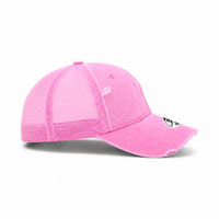 GTO Enzyme Washed Destroyed Trucker Cap with Mesh Back thumbnail 69 pink right