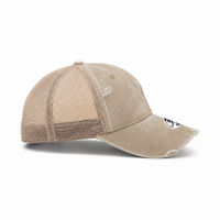 GTO Enzyme Washed Destroyed Trucker Cap with Mesh Back thumbnail 13 khakhi right