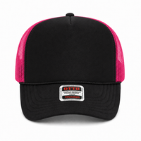 Ottocap 39165 High Crown Foam trucker with rope thumbnail 177 black black pink front