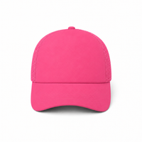 Rapper Flex High Crown Trucker Cap with Mesh Panels thumbnail 10 black hat hot pink front front