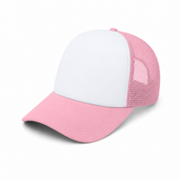 Rapper Flex High Crown Trucker Cap with Mesh Panels thumbnail 85 pink hat white front angle