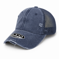GTO Enzyme Washed Destroyed Trucker Cap with Mesh Back thumbnail 63 navy angle