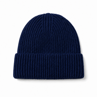 Premium Merino Wool Beanie with Cuff – Soft & Warm Knit Hat thumbnail 130 navy front