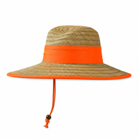 Natural Wide Brim Straw Hats with Adjustable Fit thumbnail 3 orange left