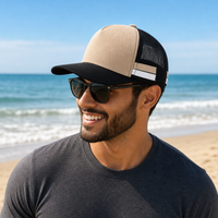 High Crown Snapback Cap with Twin Side Stripes and Mesh Panels thumbnail 7 black stone  white moodboard