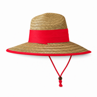 Natural Wide Brim Straw Hats with Adjustable Fit thumbnail 37 red right