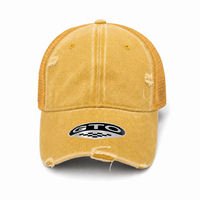 GTO Enzyme Washed Destroyed Trucker Cap with Mesh Back thumbnail 35 gold front