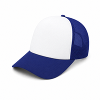 Rapper Flex High Crown Trucker Cap with Mesh Panels thumbnail 72 royal hat white front angle
