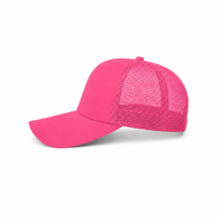 Rapper Flex High Crown Trucker Cap with Mesh Panels thumbnail 11 black hat hot pink front left