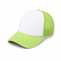 Rapper Flex High Crown Trucker Cap with Mesh Panels thumbnail 7 lime green hat white front angle