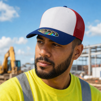 GTO 112 Trucker Hat with Ventilated Comfort and Adjustable Fit thumbnail 71 royal white red moodboard