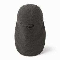 Flex 4057 Water Resistant Legionnaire Caps with Adjustable Strap thumbnail 49 charcoal back