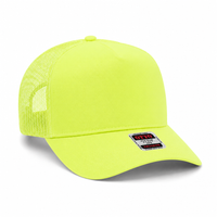 Ottocap 32285 A-Frame 5-Panel Mesh Back Trucker Hat thumbnail 94 neon yellow angle