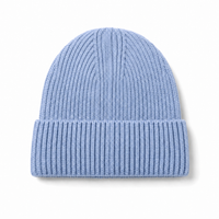 Premium Merino Wool Beanie with Cuff – Soft & Warm Knit Hat thumbnail 46 sky back