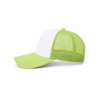 Rapper Flex High Crown Trucker Cap with Mesh Panels thumbnail 4 lime green hat white front left