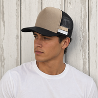 High Crown Snapback Cap with Twin Side Stripes and Mesh Panels thumbnail 8 black stone  white moodboard