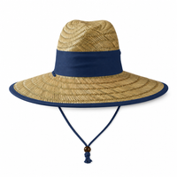 Natural Wide Brim Straw Hats with Adjustable Fit thumbnail 27 navy front