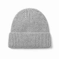 Premium Merino Wool Beanie with Cuff – Soft & Warm Knit Hat thumbnail 75 grey marle front