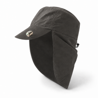 Flex 4057 Water Resistant Legionnaire Caps with Adjustable Strap thumbnail 50 charcoal angle