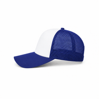 Rapper Flex High Crown Trucker Cap with Mesh Panels thumbnail 69 royal hat white front left