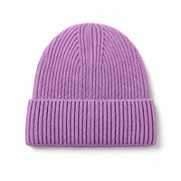 Premium Merino Wool Beanie with Cuff – Soft & Warm Knit Hat thumbnail 70 violet back