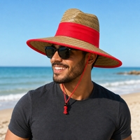 Natural Wide Brim Straw Hats with Adjustable Fit thumbnail 40 red moodboard