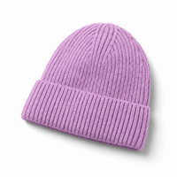 Premium Merino Wool Beanie with Cuff – Soft & Warm Knit Hat thumbnail 71 violet angle