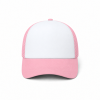 Rapper Flex High Crown Trucker Cap with Mesh Panels thumbnail 81 pink hat white front front