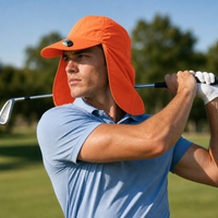 Flex 4057 Water Resistant Legionnaire Caps with Adjustable Strap thumbnail 68 flouro orange moodboard