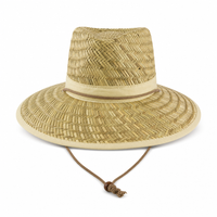 Premium Wide Brim Straw Hat with Adjustable Toggle in Natural thumbnail 2 natural front