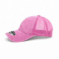 GTO Enzyme Washed Trucker Cap with Adjustable Mesh Back thumbnail 4 pink left