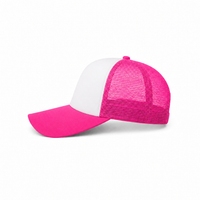 Rapper Flex High Crown Trucker Cap with Mesh Panels thumbnail 177 hot pink white front left