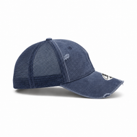 GTO Enzyme Washed Destroyed Trucker Cap with Mesh Back thumbnail 61 navy right