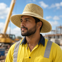 Premium Wide Brim Straw Hat with Adjustable Toggle in Natural thumbnail 8 natural moodboard