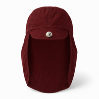 Flex 4057 Water Resistant Legionnaire Caps with Adjustable Strap thumbnail 2 maroon front
