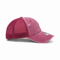 GTO Enzyme Washed Destroyed Trucker Cap with Mesh Back thumbnail 29 wine right